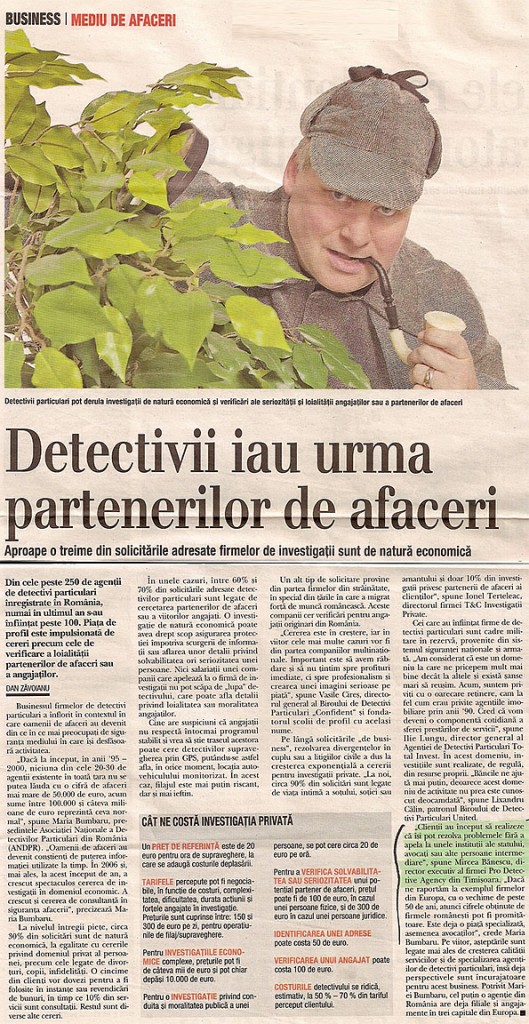 Revista “Capital” Detectivi Timisoara 2007